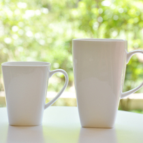 Pure White large capacity Big Bone porcelain cup creative ceramic cup with lid mug square water Cup custom LOGO