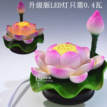 Ceramic hand color double lotus lamp Buddhist supplies for Buddha lamp Buddha lamp oil lamp Buddhist hall decoration led Buddha headlights