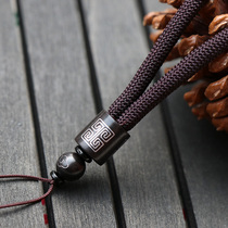 Pendant lanyard Emerald Sandalwood peace buckle Buddha brand necklace Rope handle pieces for men and women jade pendant Stone mobile phone pendant