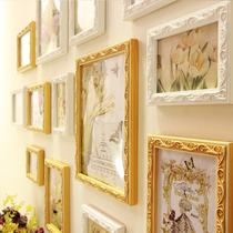  Mediterranean photo frame combination photo wall European solid wood carving living room sofa background Bedroom photo wall S4-15
