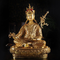 Buddhist supplies imitated Nepal copper full gilt tantric Buddha statue Lotus high 43cm