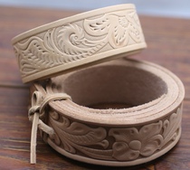 Imported tanning leather top layer cowhide hand leather accessories with strip strips Original leather color Tang grass embossing
