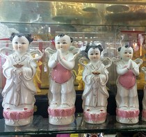 White porcelain ceramic golden boy Jade female ornaments Golden Boy Girl 4 inch 678101416 inch