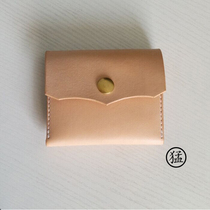 Fierce hand-made original handmade simple vegetable tanned leather first layer cowhide men's and women's short wallet coin purse short clip short fortune