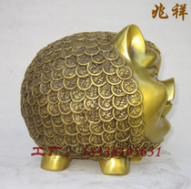 Large copper pig cute Wanfu piggy bank gold pig creative birthday gift ornaments home decorations