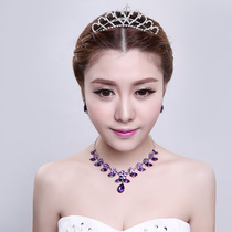 Clearance] Purple bride necklace wedding accessories wedding atmosphere Super Fairy earrings toast two sets 9006