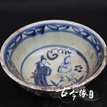 New blue and white porcelain figures porcelain bowl Xuande annual antique collection antique antique old porcelain ornaments