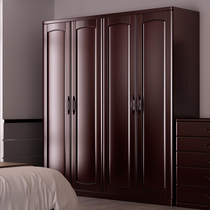 Double leaf furniture solid wood wardrobe all solid wood two door three door four door big wardrobe modern Chinese solid wood bedroom wardrobe