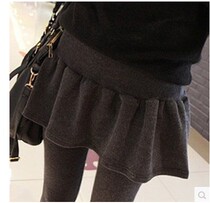 Korean version of autumn womens combed cotton padded brushed pant skirt nine-point fake two-piece Sun skirt