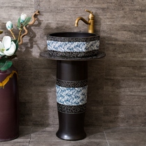 Column washbasin Ceramic column basin One-piece floor-to-ceiling antique sink Balcony bathroom Household washbasin