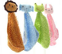 Cute cartoon animal kitchen hanging hand towel strong absorbent dishwashing towel rag chenille hand cloth