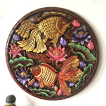 Special Thai wood carving pendant Southeast Asian home entrance jewelry Hollow carving auspicious pisces wall hanging