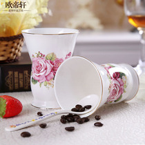 Ceramic mouth Cup creative personality European simple wash cup bathroom couple toothbrush cup parent-child cup water Cup mouthwash Cup