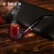 ZOBO genuine pipe filter cigarette holder Red sandalwood carved tobacco bucket cigarette holder filter Mens health cigarette holder