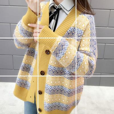 Early spring womens sweater cardigan 2019 spring new womens spring fashion knitted jacket womens spring and autumn Korean version loose tide