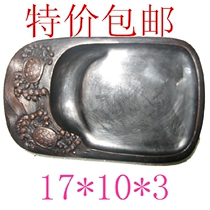 Special offer four treasures of the study old four famous inkstones and two turtles sitting in the waves Shanxi Chengni inkstone for personal use a good gift