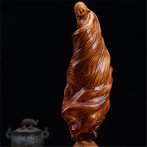 Taihang cliff cypress root carving ornaments full of tumor scars birthday star Maitreya Guan Gong Guanyin with wood carving crafts flower stand natural