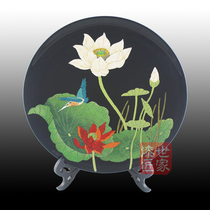 Fuzhou Deceit Lacquerware Lacquer Pan Fuzhou Sanbao Specialty Crafts Gift Grinding Lacquered Egg Shell Inlaid Lotus Flowers-Gao Ya