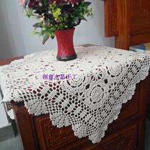  Handmade crochet flower sofa towel shooting props coffee table towel retro square tablecloth thermal insulation cotton thread dinner cloth decorative mat