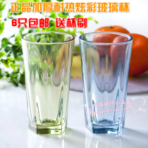 Thickened home fashion colorful glass creative color trend water cup tea cup transparent square cup juice cup