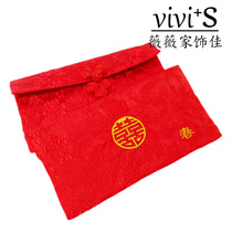 Custom embroidered creative wedding happy red envelope wedding red envelope cloth art big red bag change mouth ten thousand yuan red envelope bag