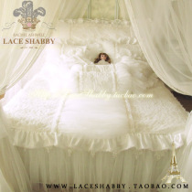 LACESHABBY imported custom white dream wedding luxury nail bead embossed lace fabric bedding