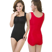 Winter red and black complexion thickened velvet triangle bratula with bra one-piece plastic body body warm underwear