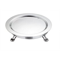 Lug-free stainless steel round mirror plate Fruit plate Cake basin Dessert cold food plate with seat tray Fruit plate