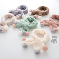 Princess autumn and winter childrens scarf sweet six fur ball girl warm scarf baby plush soft neck tide
