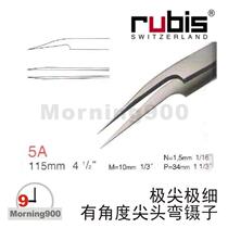 Swiss RUBIS original 5A SA 5A SA 5A-SA 115mm extremely thin angled elbow tip tweezers