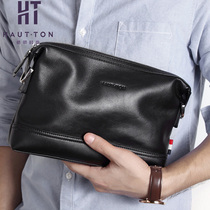 Haodun handbag mens leather large-capacity shoulder bag mens messenger bag first layer cowhide clutch bag soft clip bag mens bag