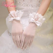  2021 new bride wedding wedding wedding gloves lace short white bow winter accessories