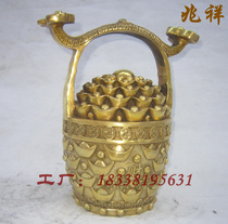 Large Ruyi pure copper a bucket of gold Zhaocai Jinbao Cai Jinbao Gold Barrel Home Jewelry Ornaments Bronze Carving