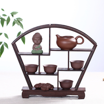 Haolinxuan Chicken Wing Wood Ancient Frame Fan Fan-shaped Multi-Treasure Frame Dabao Pavilion Antique Frame Tea Holder Wood Carving Organs