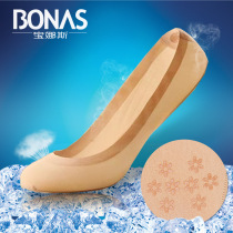 Buna 5 double stockings summer ice silk boat Socks ultra-thin invisible socks women shallow silicone non-slip short socks