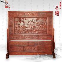 Redwood Ming and Qing Royal crafts red sandalwood screen solid wood feng shui ornaments mahogany wood carving screen hanging screen