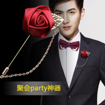 New trendy jewelry suit rose brooch men and women wedding with flowers one-character pin brooch gift box