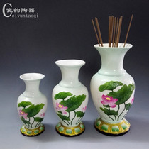 Ceramic vase home accessories handicraft ornament lotus thread incense incense insert bottle Dehua white porcelain vase Buddhist supplies