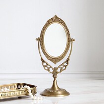 Imported brass handmade desktop vanity mirror ornaments luxury accessories decoration mirror American and French European soft