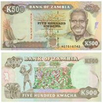(Africa) New Zambia 1991 edition issued 500 kwacha banknotes