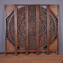 Thai Crafts Features Home Accessories Wood Carved Flower Screen Partitions Southeast Asia Style Hotel SPA Folding Screen