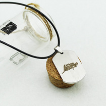 Jay Jay Chou Corrosion Logo Titanium Steel Leather Rope Necklace