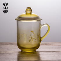 Rongshantang Liuli Office teacup Glass Green tea cup Chinese tea cup Conference cup Gift packaging Kung Fu tea set