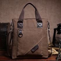 Casual shoulder backpack Korean version of the trend mens bag business canvas bag shoulder oblique cross portable multi-function bag