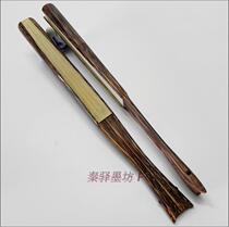 Xuan paper folding fan 9 5 inch 18 square full core brown bamboo dovetail fan (peach silk bamboo) brown bamboo Xuan paper fan text with a folding fan