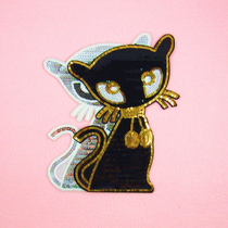 Large cloth patch patch Patch clothing accessories fashion clothes T-shirt decoration decals sequin beads embroidered black cat