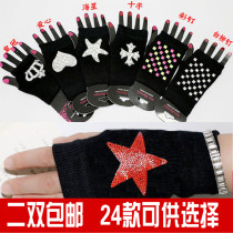 Summer new non-mainstream rivet control fingerless short gloves sailor dance outdoor Universal black lace sunscreen gloves