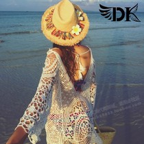 Seaside vacation crocheted openwork bikini blouse super fairy swim swimsuit female external pullover beach sunscreen jacket