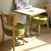 Simple and fresh Milk tea Dessert shop Cafe Western restaurant Pizza sushi restaurant Restaurant Solid wood table and chair combination