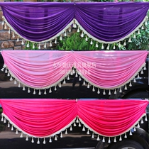 Gauze curtain cloth stage Wedding background Gauze curtain opening decoration cloth curtain Stair handrail brow background Gauze curtain curtain head